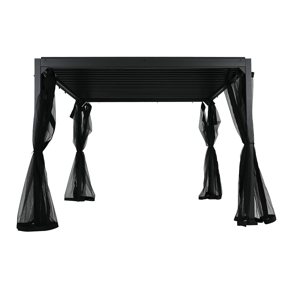 PERGOLA ALUMINIOWA 3X4X2,3 M ZE STALOWYM DACHEM I ZASŁONAMI ANTRACYT